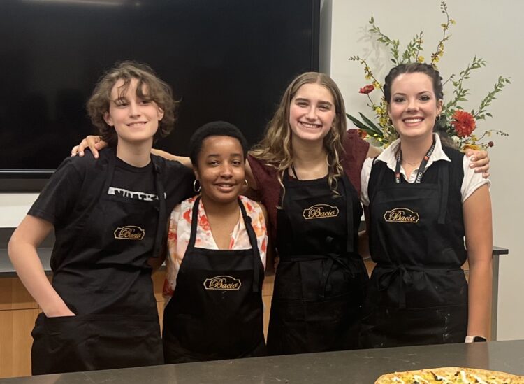 Gemma, Maxie, Amelia and Blake from Girls Inc make Bacio Cheese Pizzas